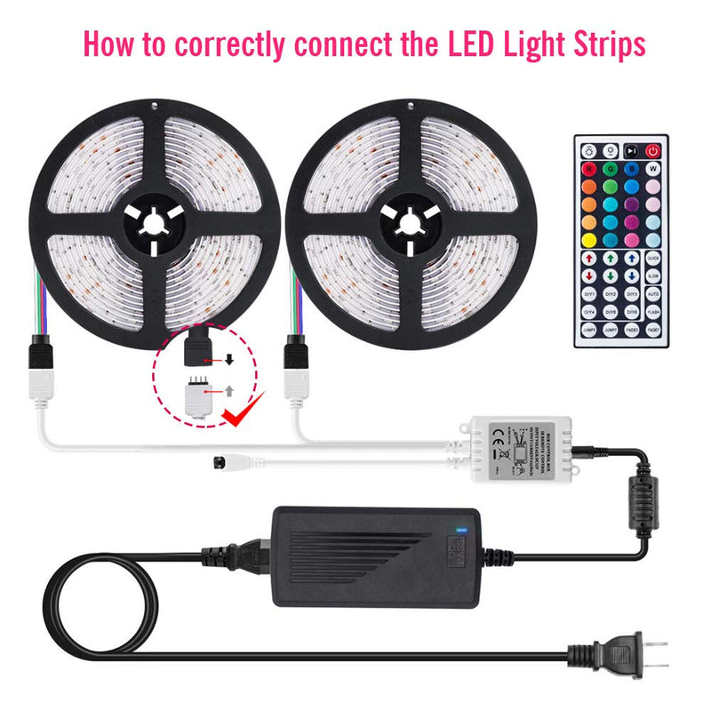 [AUSTRALIA] - DLIANG LED Strip Light Kit 32.8ft Flexible Tape Lights 5050 SMD RGB 300 LEDs Waterproof IP65 Rope Light with 44 Keys IR Remote Controller and 12V Power Adapter for Home Kitchen Party Deco 