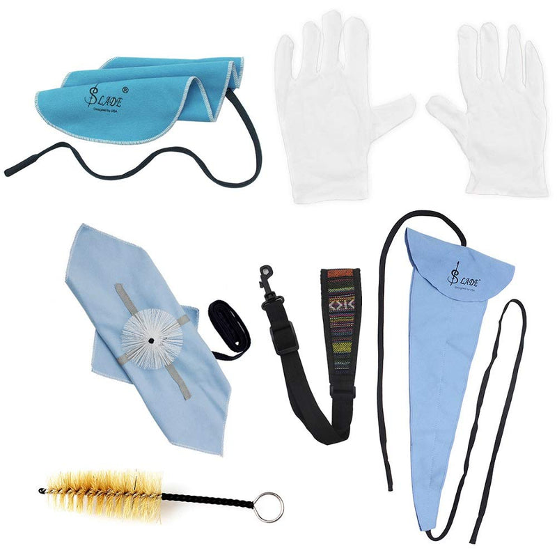 Mowind Saxophone Sax Cleaning Tool Neck Strap Mouthpiece Brush Cleaning Cloth Gloves Cleaning Kit 6-in-1