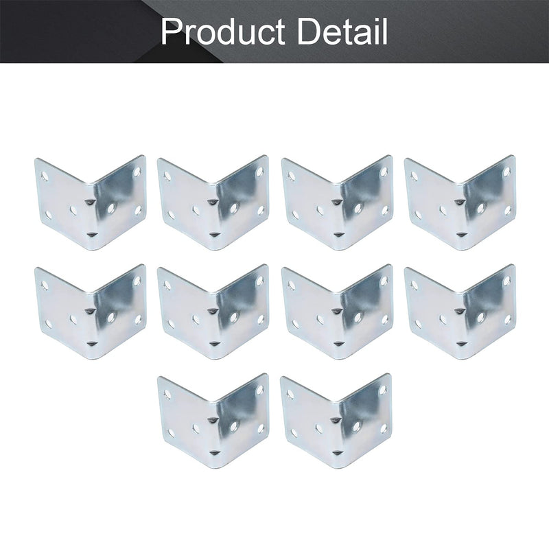 MroMax 10PCS Right Angle Bracket Corner Bracket 1.57" x 1.57" (L x W) Galvanized Angle Bracket Fastener Right Angle Bracket Suitable for Furniture Wooden Cabinet