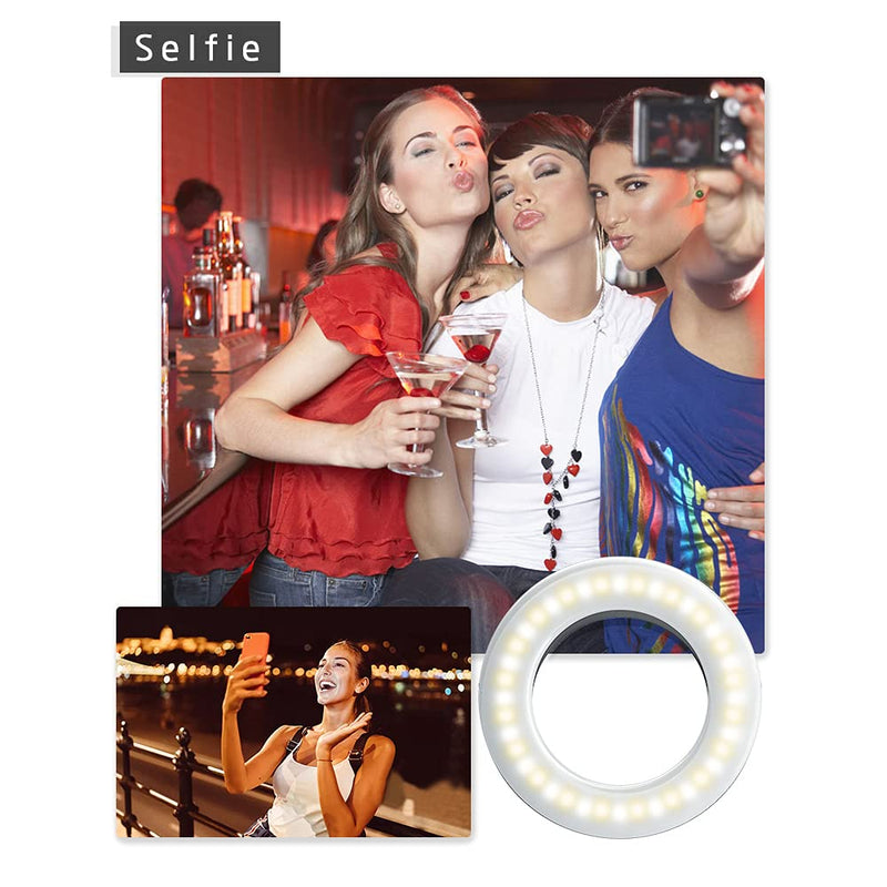 XINBAOHONG Selfie Ring Light Rechargeable Portable Clip-on Selfie Fill Light with 40 LED for Smart Phone Photography, Camera Video, Girl Makes up