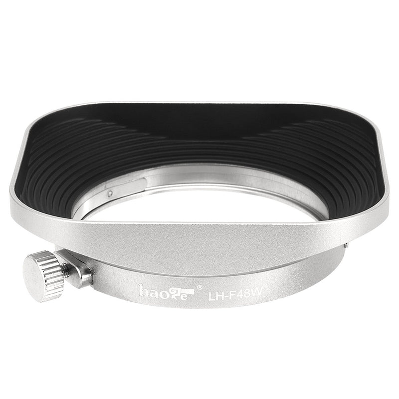 Haoge LH-F48W Square Metal Lens Hood Shade for Olympus M.ZUIKO Digital 17mm f1.8 17 1.8 Lens Replace Olympus LH-48B Silver Square-Silver