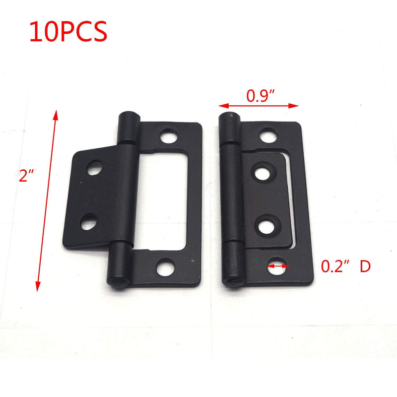 T Tulead Non-Mortise Hinges Chest Hinges Heavy Duty Hinges Box Hinges for Furniture 2"x0.9",Black,10PCS with Mounting Screws Black