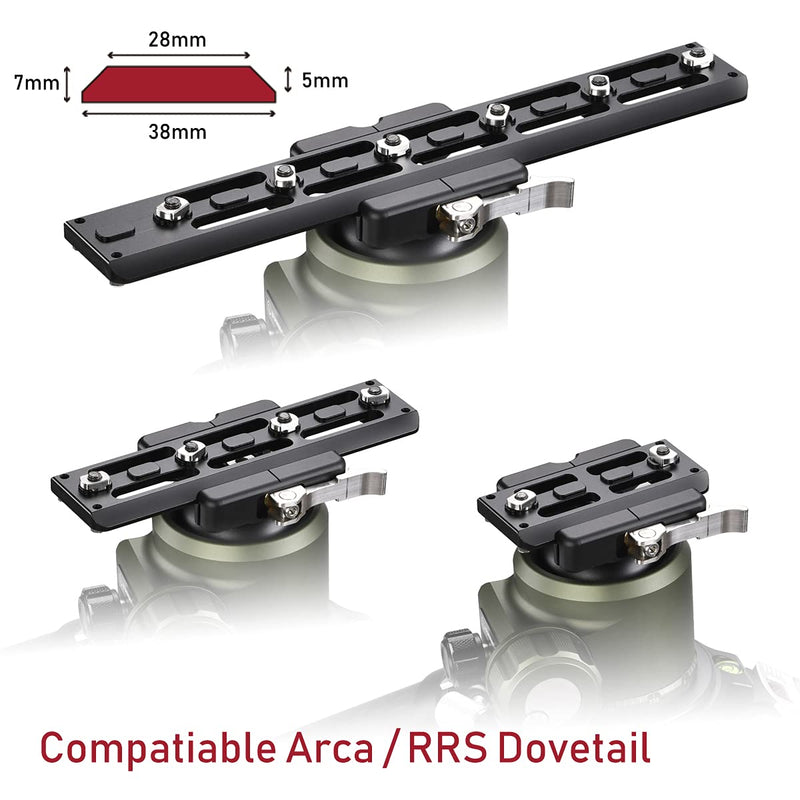 MLOK Arca Rail Tripod Mount Adapter, for Rifle Tripod Ballhead Quick Release Plate,Compatiable RRS Dovetail, 6 M-LOK Slot Interface 9.45 in