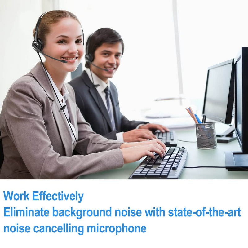 Compatible with Grandstream Yealink Snom RJ9 Phone Headset Noise Cancelling Headphones HD Voice Plus 3.5mm Adapter (Binaural) Binaural headset