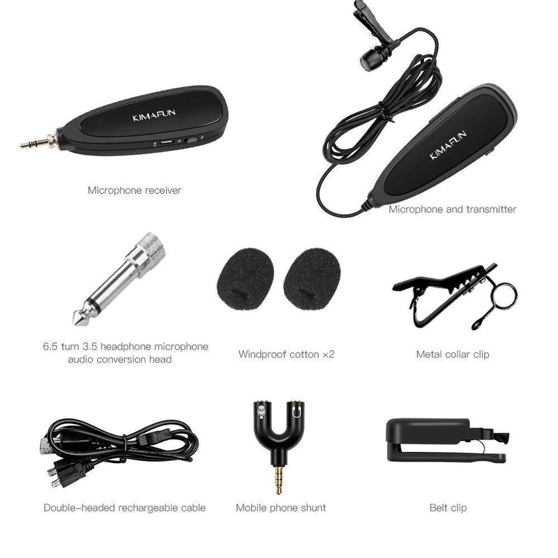 [AUSTRALIA] - Wireless Lavalier Microphone,Updated KIMAFUN 2.4G Clip-on Lapel Mic set with Beltpack Transmitter&Receiver,Ideal for Teaching, Preaching and Public Speaking Applications,Online Chatting,Tour Guides 