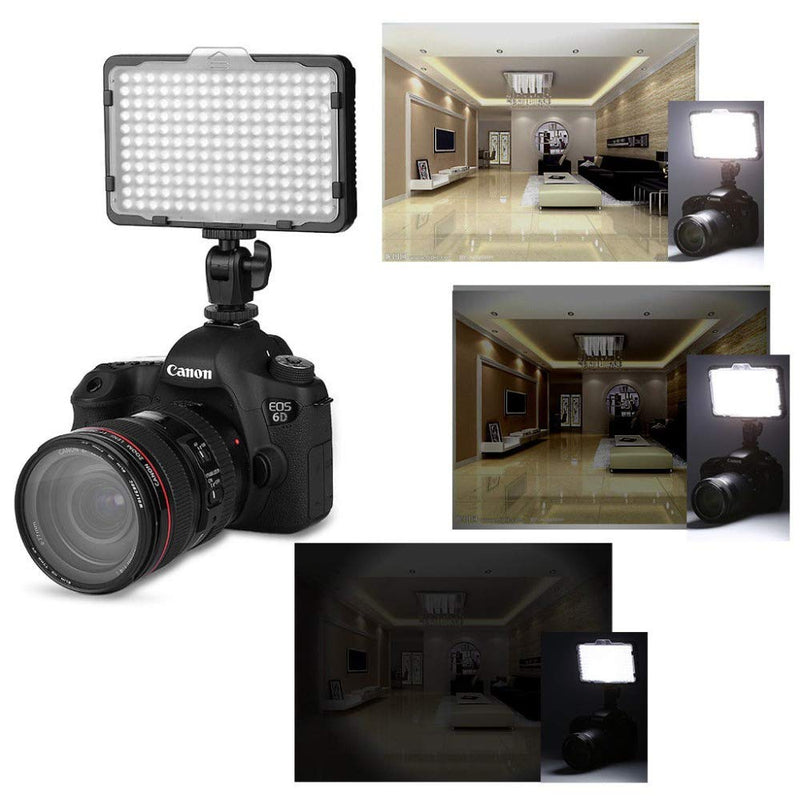 Led On Camera Video Light PT-176S 176 LED Bulbs 5600K/3200K Ultra Bright Led Camera Video Light for Interview,Wedding,Model Shooting,NO Battery and NO Power Adapter Included