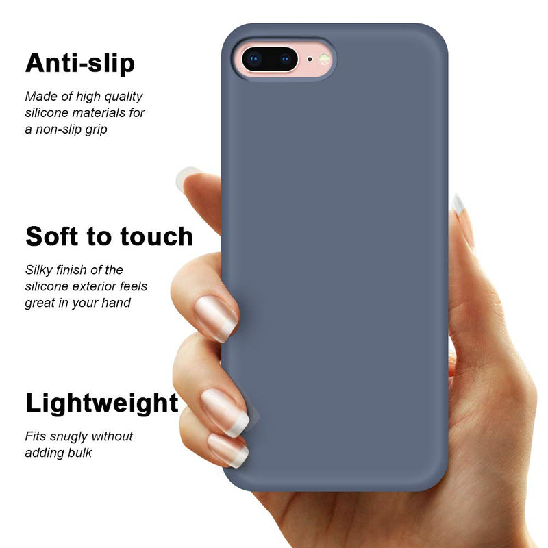 Anuck Case for iPhone 8 Plus Case, for iPhone 7 Plus Case 5.5 inch, Soft Silicone Gel Rubber Bumper Case Microfiber Lining Hard Shell Shockproof Full-Body Protective Case Cover - Blue Gray