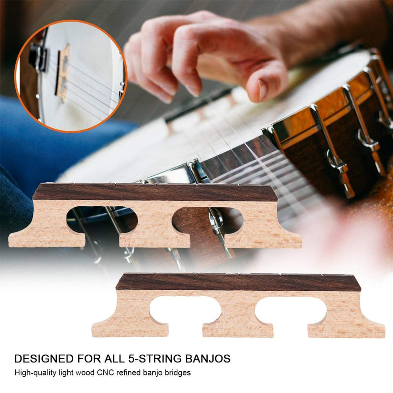 Bnineteenteam Banjo Wooden Bridge, 5-String Banjo Rosewood Bridge Accessories 2Pcs A Set