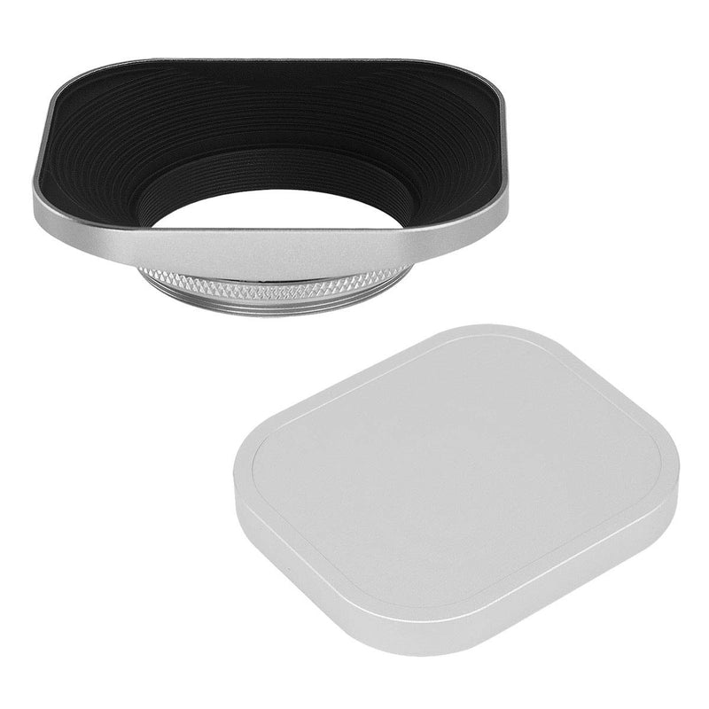 Haoge LH-LC43W 43mm Square Metal Screw-in Lens Hood with Cap for Voigtlander Nokton Classic 35mm f1.4 40mm f/1.4 MC SC VM, Carl Zeiss Biogon T ZM 35mm f2.8 35mm f2, Leica X Typ 113 Lens Silver