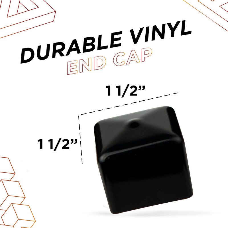 Made in USA Prescott Plastics 1.5 Inch Square Vinyl Plug Insert, Black Rubber Flexible End Cap for Metal Tubing, Fence, Glide Insert for Pipe Post and Furniture (20 Pack) Pack of 20
