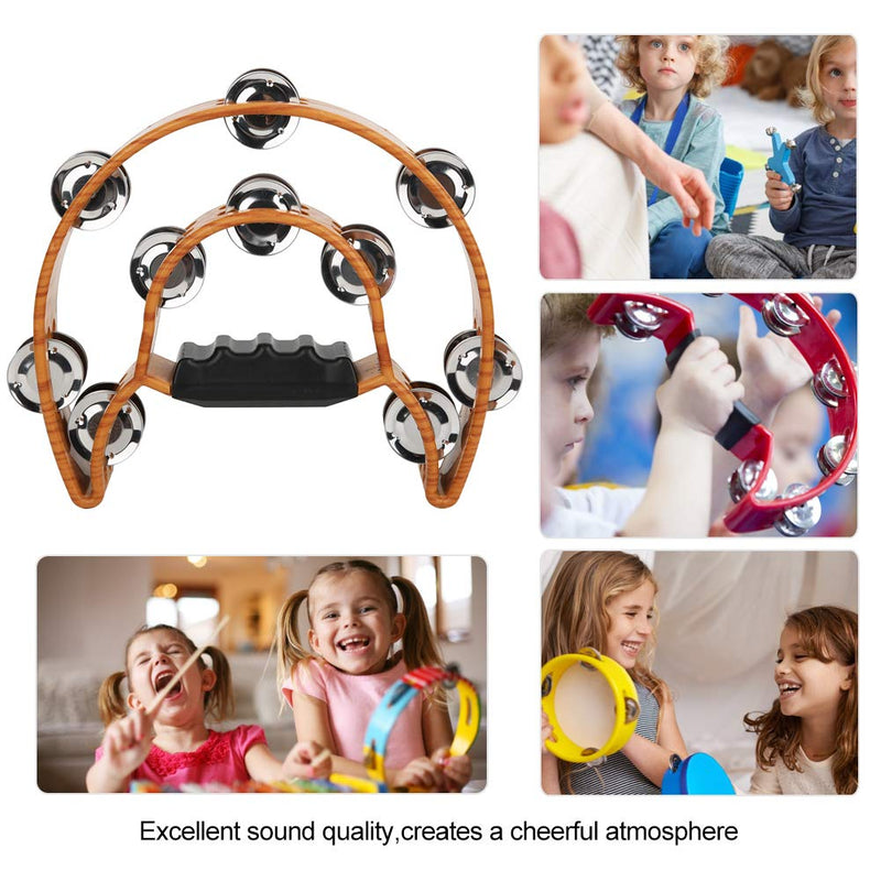 Bnineteenteam Handheld Tambourine,Rattle wth Double Row 20 Pairs Metal Jingles Tambourine for Adults Kids Games Party