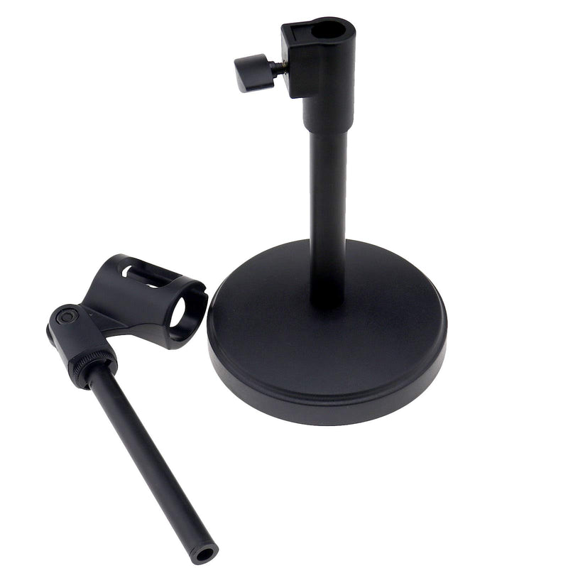 OTOTEC Adjustable Black Metal Base Desk Microphone Stand with Microphone Clip 26-35cm