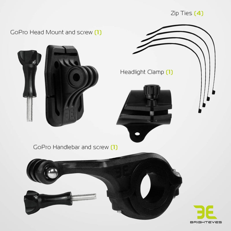 Bright Eyes - Compatible GoPro Mount for All FLASHLIGHTS You own from 1 to 1-1/2" Wide, Also for Our 300 Lumen Bike Light Set.