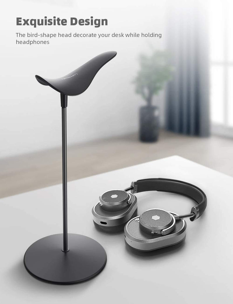 Headphone Stand, Desktop Headset Holder - Lamicall Desk Earphone Stand, for All Headsets Such as HyperX Gaming Headphones, Beats/Sony/Sennheiser Music Headphones - Black