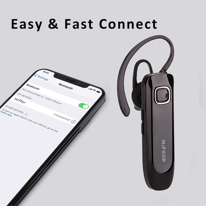 Bluetooth Earpiece, Wireless Bluetooth Headset V5.0 for Cell Phones, Hands Free Calls with CVC8.0 Mic Noise Canceling, Waterproof Earphone for Driving Business Home iPhone Android Samsung Black