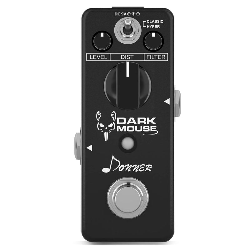 Donner Dark Mouse Distortion Effect Guitar Pedal, Distortion Pedal True bypass 2 Modes Classic and Hyper