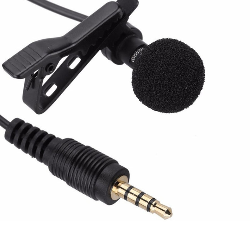 Techson 3.5mm Lapel Microphone with Easy Clip, Mini Lavalier Noise Cancelling Mic for iPhone iPad iPod Android Phone (Black)