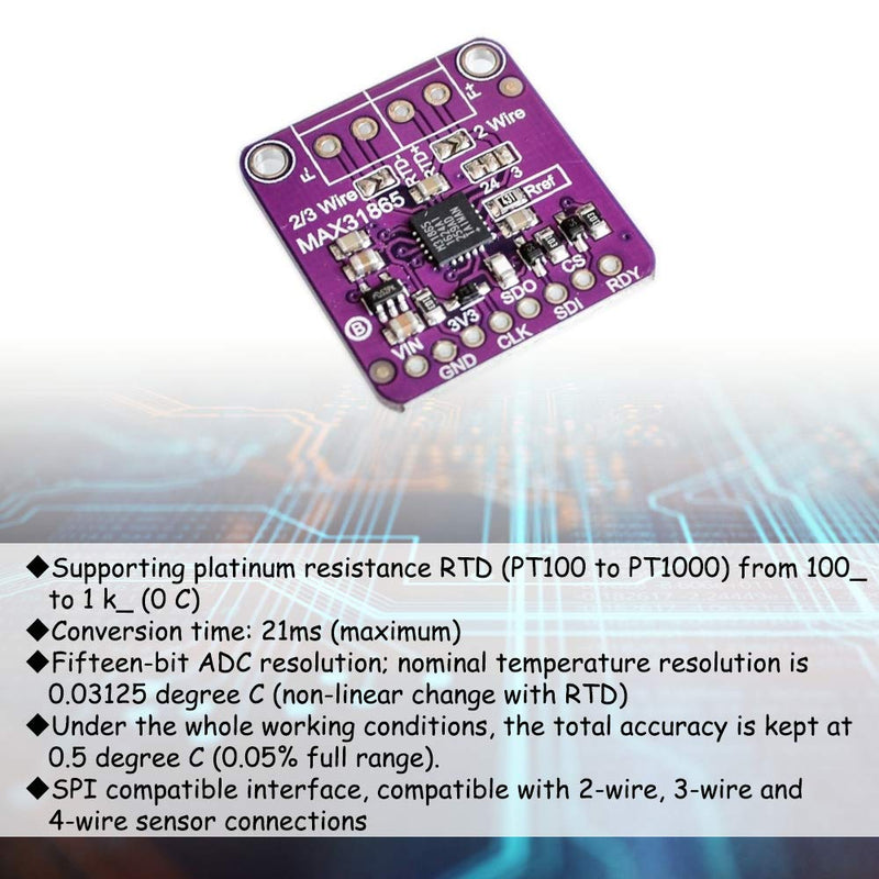 Comidox 1PCS MAX31865 PT100/PT1000 RTD Temperature Thermocouple Sensor Amplifier Board Temperature Detector Module for Arduino