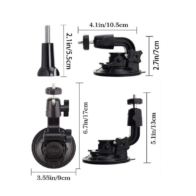 Suction Cup Car Mount Stand Tripod Adapter with Safety Tether Outdoor Indoor for Gopro Hero Session 9 8 7 6 5 4 3+ 3 2 1,DJI OSMO Action, Action Compact Camera