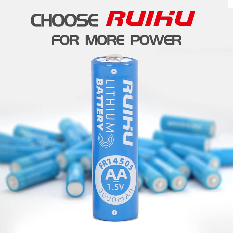[AUSTRALIA] - RUIHU AA Batteries, 20 Pack Lithium Iron Double A Batteries, 1.5V 3000mAh Longer Lasting AA Lithium Batteries for Flashlight, Toys, Remote Control, Non-Rechargeable (Lithium AA-20 Count) Lithium AA-20 count 