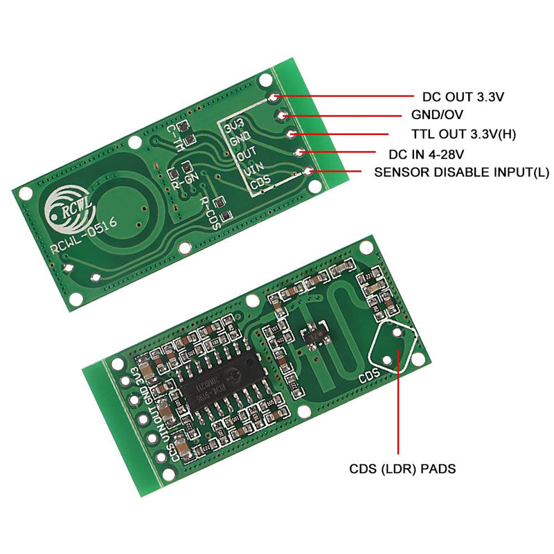 Aitrip 8pcs Microwave Radar Sensor RCWL-0516 Switch Module Human Board Induction Board Detector 5-7M Detection Distance 4-28V Compatible with Arduino Raspberry PI,Human Rat Cat Detector