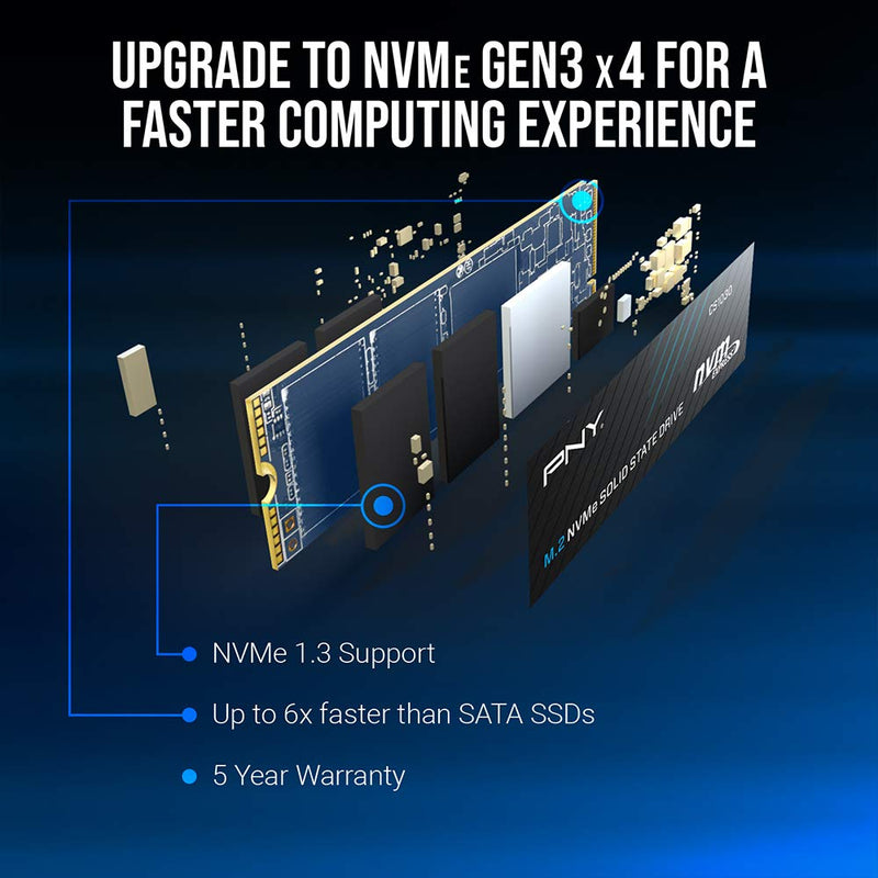 PNY CS1030 500GB M.2 NVMe PCIe Gen3 x4 Internal Solid State Drive (SSD) - M280CS1030-500-RB