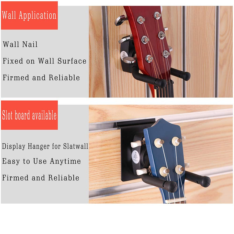 HONESTY Guitar Display Hanger, 2-Pack,for Slatwall and Wall Hangers, Premium Guitar Hooks Perfectly Displayed in Music Retail Stores/Bedrooms/Bars, Black short 2pack