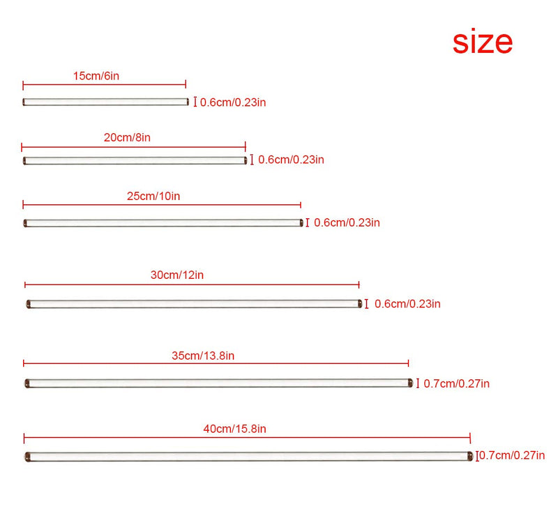 12PCS Glass Stirring Rod Stir Stick with Both Ends Round - 15.8" 13.8" 12" 10" 8" 6" Long - 2 Piece for Every Style -12pcs/pk (12)