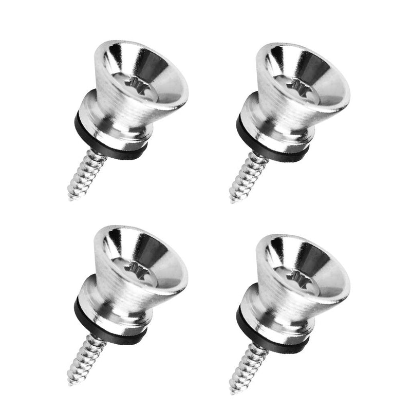 Pakala66 Metal Strap Buttons End Pins with Mounting Screws for Electric Acoustic Guitar, Bass, Ukulele (Silver-10 Pack) Silver-10 Pack
