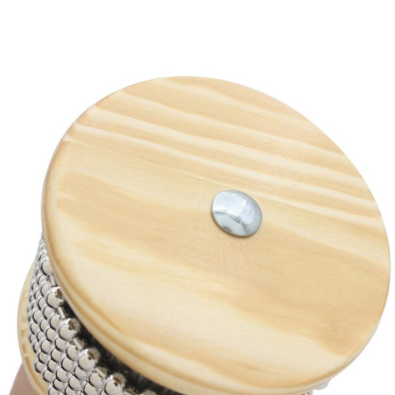 Mowind Wooden Cabasa Hand Shaker Percussion Instrument with Metal Beads for Classroom Band Medium Size