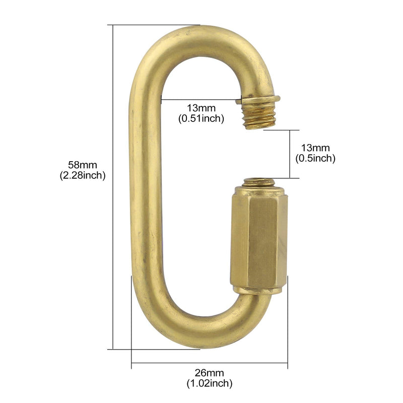 BNYZWOT Brass Quick Links D Shape Locking Quick Chain Repair Links M6 1/4 inch Pack of 10
