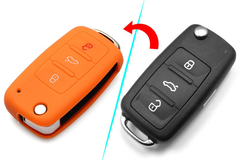 AndyGo Protective Silicone Key Cover Keyless Entry Remote Fob Shell Fit for VW Volkswagen 3 Button Black