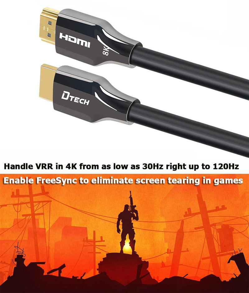 DTECH 3m 8K HDMI Cable Ultra HD 4K 120Hz 8K 60Hz HDR eARC 48 Gbps YUV 4:4:4 HDMI 2.1 Male to Male Cord for Monitor Computer Laptop (3 Meter, Black) 9.8ft/3m