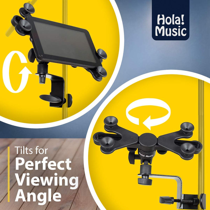 Hola! Music HM-MTH Microphone Music Stand iPad Tablet Smartphone Holder Mount - Fits Devices from 6 to 15 Inch 1 Pack