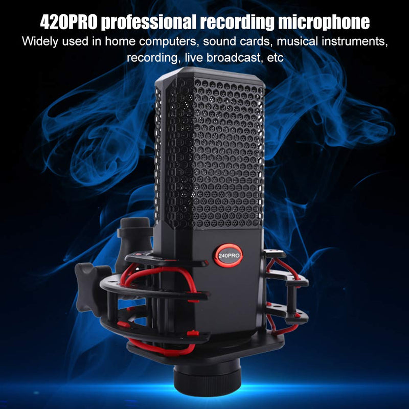 Hopcd 240PRO Professional Recording Microphone, 16mm Cardioid Condenser Mic Microphone, Universal Computer/Sound Card/Live Broadcast/Studio Recording Microphone - Plugand Play