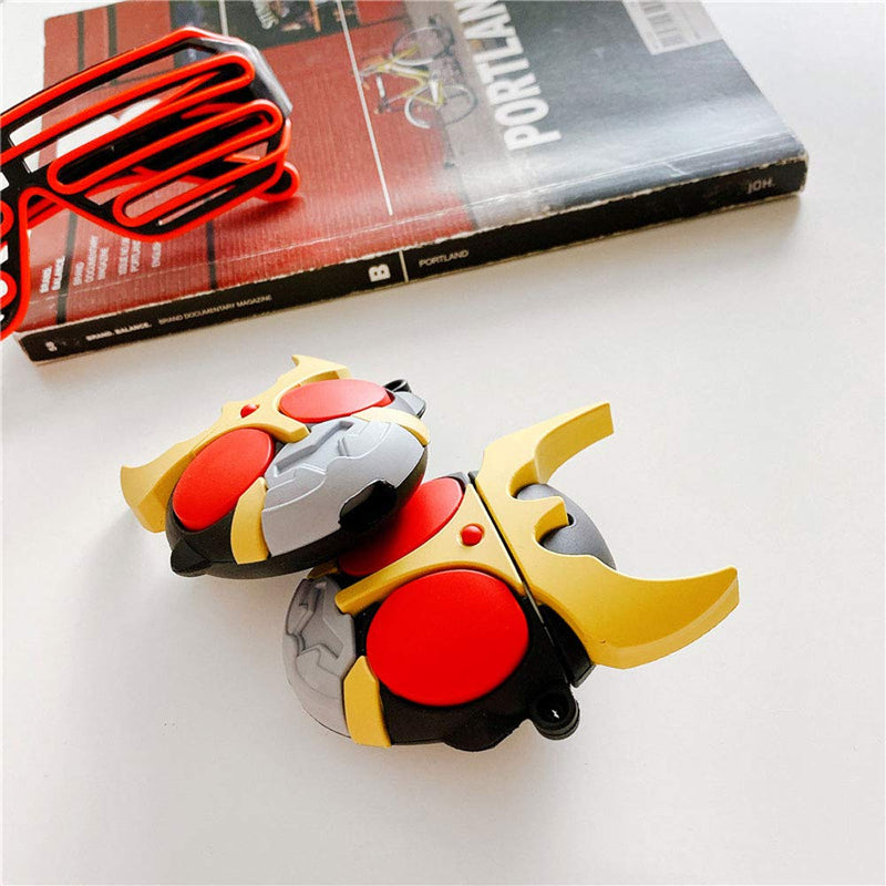 TOUBN Case Compatible with Airpods 1/2, Mysterious Cartoon Strong Ultraman Design Silicone Cute Carrying Earphone Protector, Scratch Resistant Waterproof Seamless Fit Protective Earbuds Case