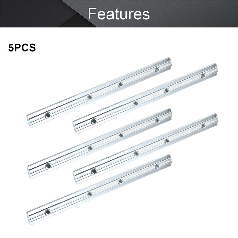 MroMax 30 Series Linear Connector 7.09" x 0.63" x 0.24" (L x W x T) Carbon Steel Galvanized Silver Straight Piece Connection Part 5PCS