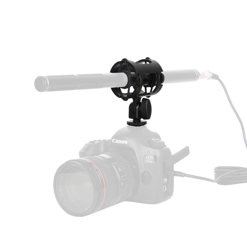 [AUSTRALIA] - Easy Hood Microphone Shock Mount Holder with Cold Shoe for Camera Shoes and Boompoles, Fits 19-25mm Diameter Shotgun Mics 