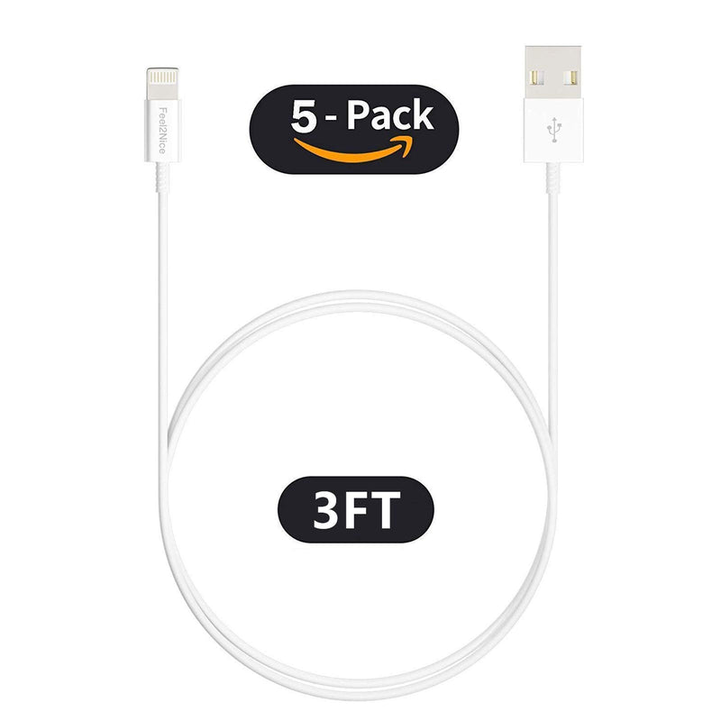 iPhone Charger, Lightning Cable, 5Pack 3FT Phone Charger to Syncing Charging Cable Data Cord Compatible with iPhone Xs, iPhone Xs MAX, iPhone XR, iPhone X, iPhone 8 /Plus, iPhone 7/6/5 /Plus More