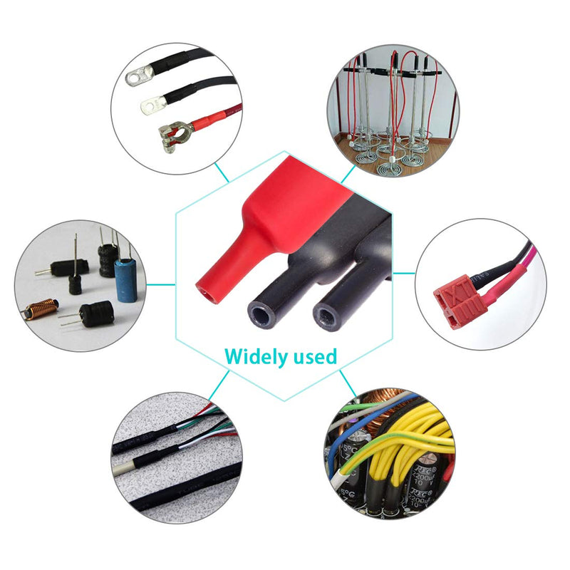 Dual Wall Heat Shrink Tubing 3:1 Ratio Heat Activated Adhesive Glue Lined Marine Shrink Tube Wire Sleeving Wrap Protector Black and Red, 2 Pack, 1.2M/4FT (Dia 15.4mm (5/8"))