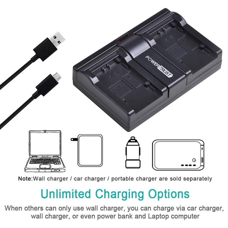 PowerTrust 2-Pack BN-VG114 Battery and Dual Fast Charger for JVC BN-VG107 BN-VG107U BN-VG107US BN-VG114U BN-VG114US BN-VG121 BN-VG121U BN-VG121US Battery and JVC Everio Camera