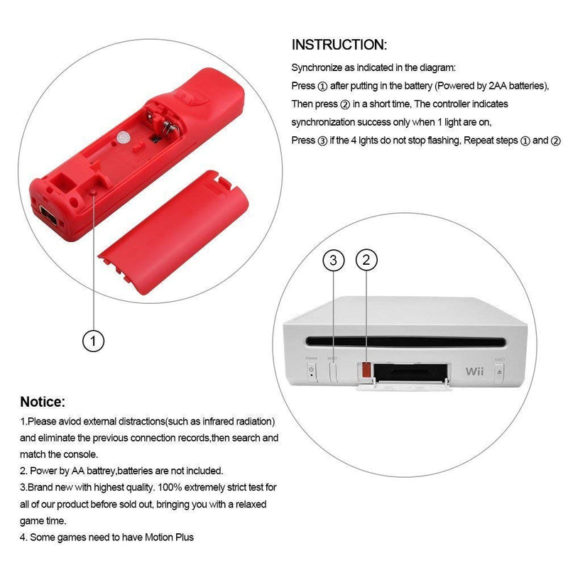 [AUSTRALIA] - ZeroStory 2 Packs Wireless Controller and Nunchuck for Wii and Wii U Console, Gamepad with Silicone Case and Wrist Strap (Red and Blue) Red and Blue 