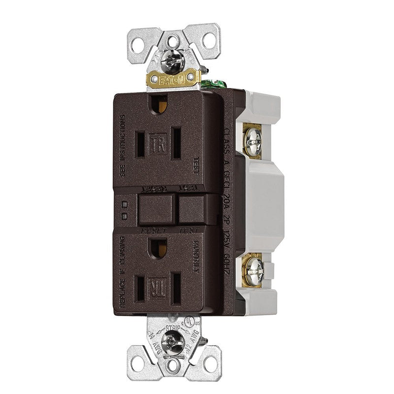 EATON TRSGF15RB-L Wiring Self-Test Tamper Resistant Gfci Receptacle, 4.2 in L X 1.68 in W X 1.27 in D, Automatic