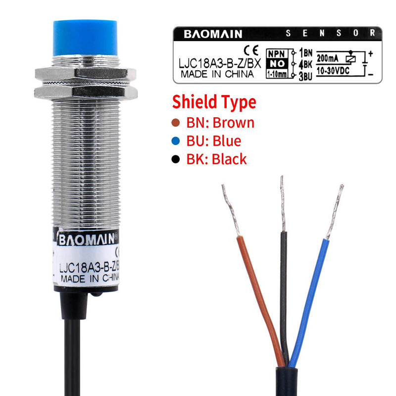 Baomain Capacitance Proximity Sensor Switch LJC18A3-B-Z/BX NPN NO DC 10-30V 200mA 1-10mm