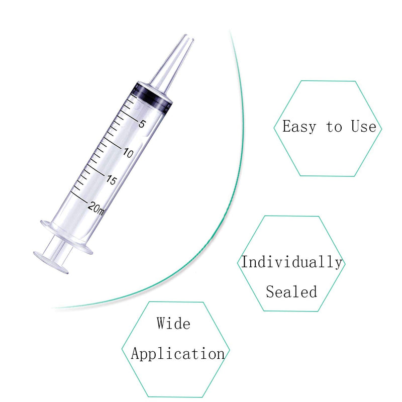 3 Pack 20ml Plastic Syringes, Individually Sealed Syringe for Scientific Labs, Feeding Pets, Oil or Glue Applicator