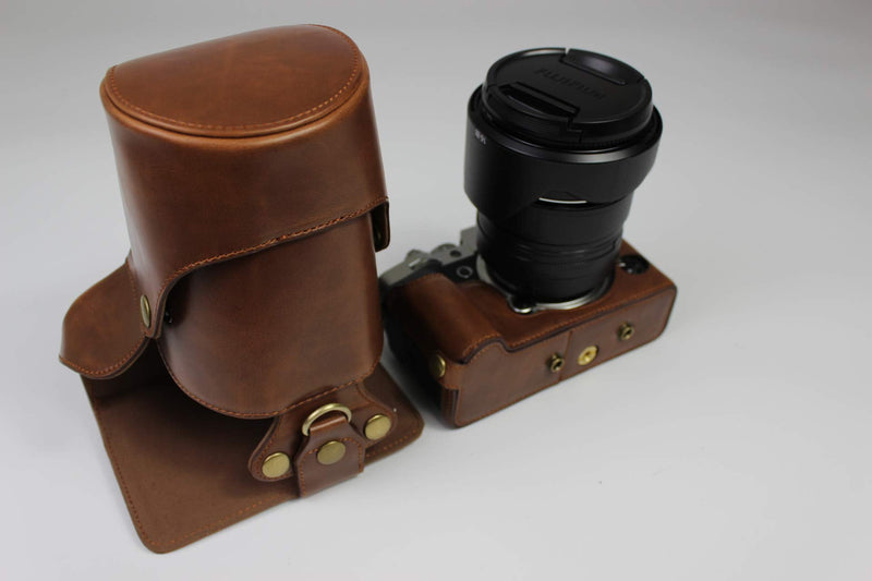 X-T4 Case, BolinUS Handmade PU Leather Fullbody Camera Case Bag Cover for Fujifilm Fuji X-T4 XT4 with 16-80mm 18-55mm 18-135mm 10-24mm 16-50mm Lens Bottom Opening Version (Coffee) Coffee