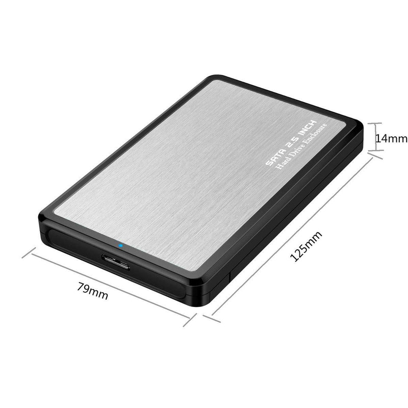 Cablecc USB 3.0 to 2.5" SATA 22Pin 7+15 SSD External Hard Disk Enclosure for Laptop & PC (Silver)