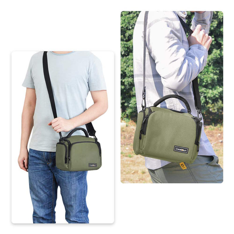 [AUSTRALIA] - Cwatcun Camera Case Bag Single Shoulder Crossbody Compact Camera Bag Case Compatible for Canon Nikon Sony SLR DSLR Mirrorless Cameras and Lenses Waterproof Green 1.0 GREEN S 