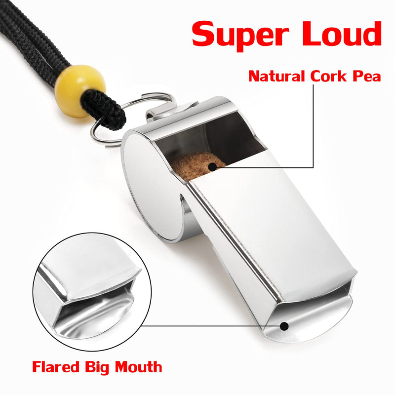 Hipat Whistle, Stainless Steel Sports Whistle with Lanyard, Loud Crisp Sound Whistle, Ideal for Referee, Coach, Teacher, Training, Survival, Emergency