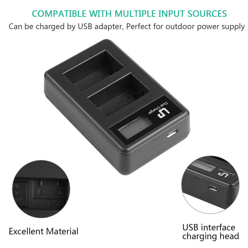 NP-FW50 Dual Slot Battery Charger (LCD Display, USB Port), LP Charger Compatible with Sony Alpha A6000, A6400, A6100, A6300, A6500, A5100, A7, A7 II, A7R, A7R II, A7S, A7S II, RX10, NEX-3/5/7 Series